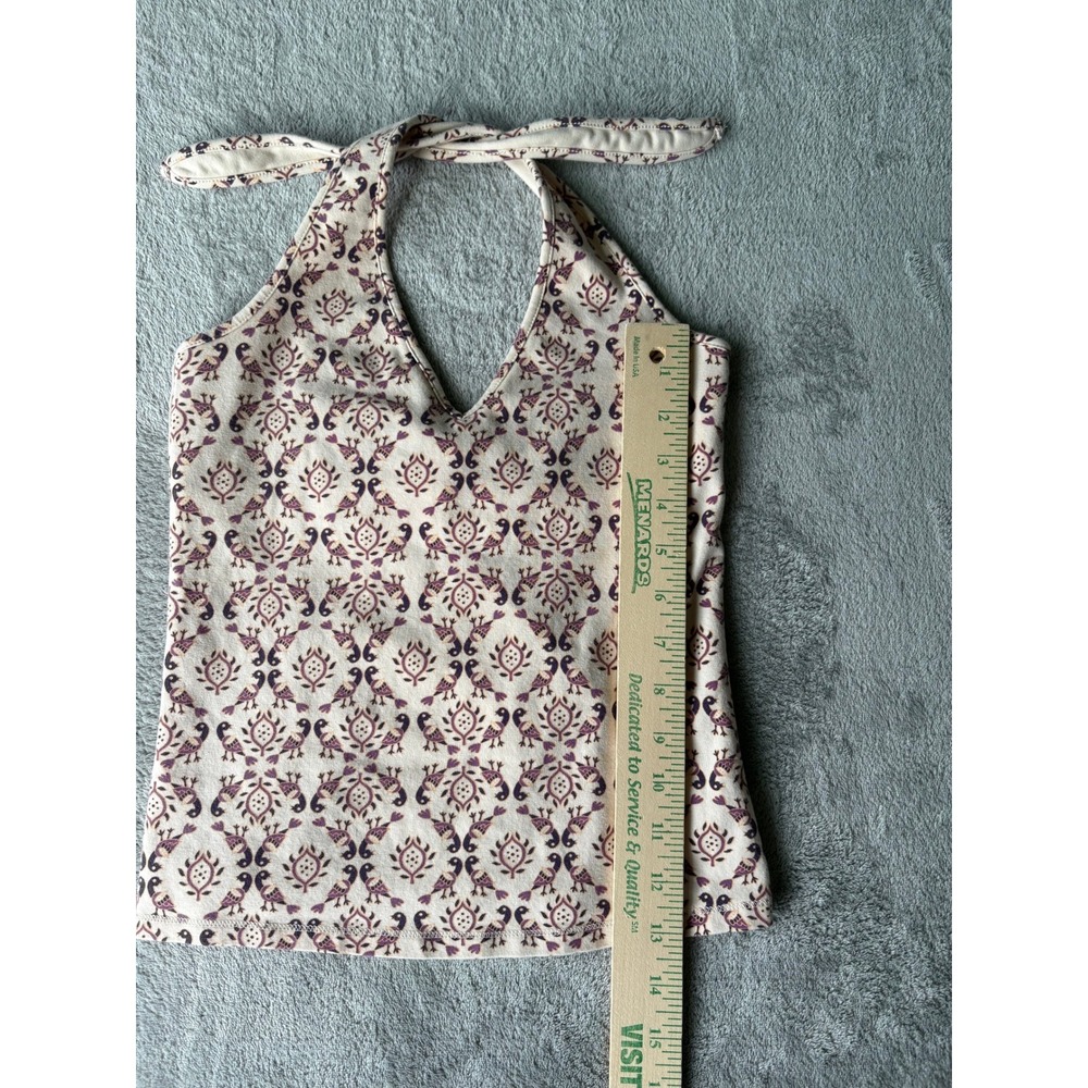 Vintage Y2K Gap Halter Crop Top XS Damask Bird Print Boho Summer Retro Stretchy - Picture 13 of 15